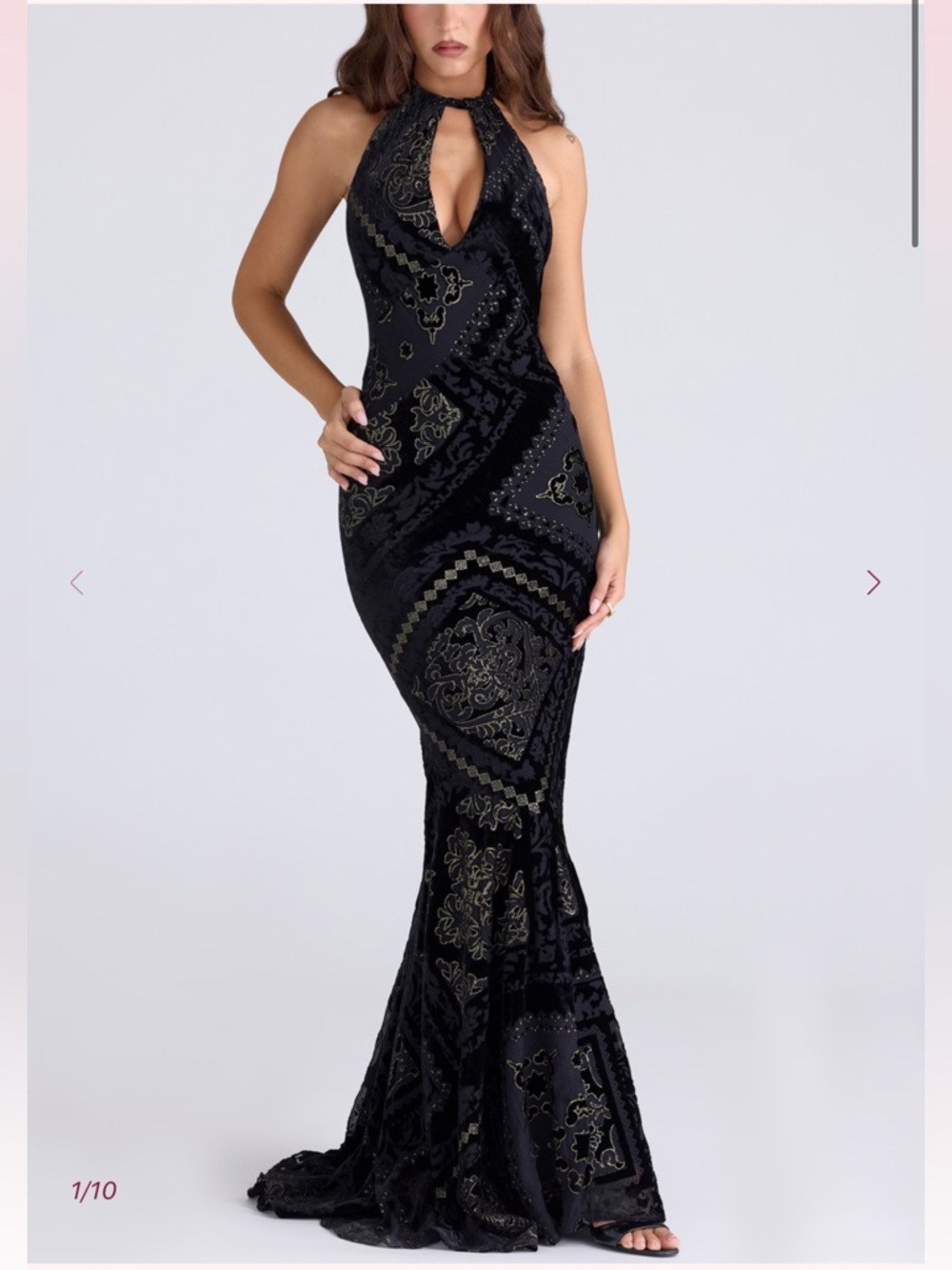 House of CB Oliviana black and gold print dress new w/tags